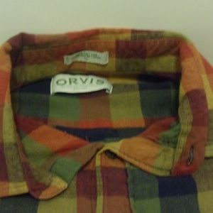 Mens XL Orvis Autumn Fall Flannel Button-Down